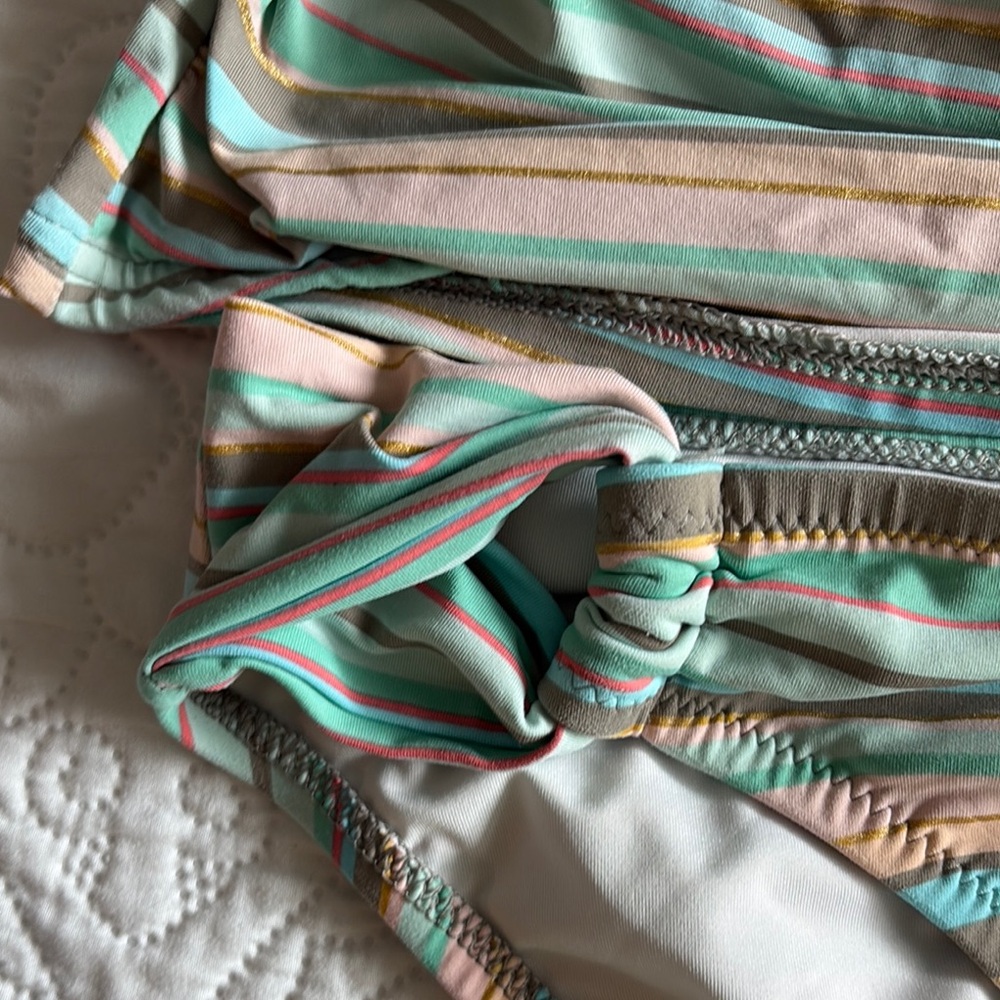 Lands' End Green and Pink Striped Tankini - Picture 6 of 11